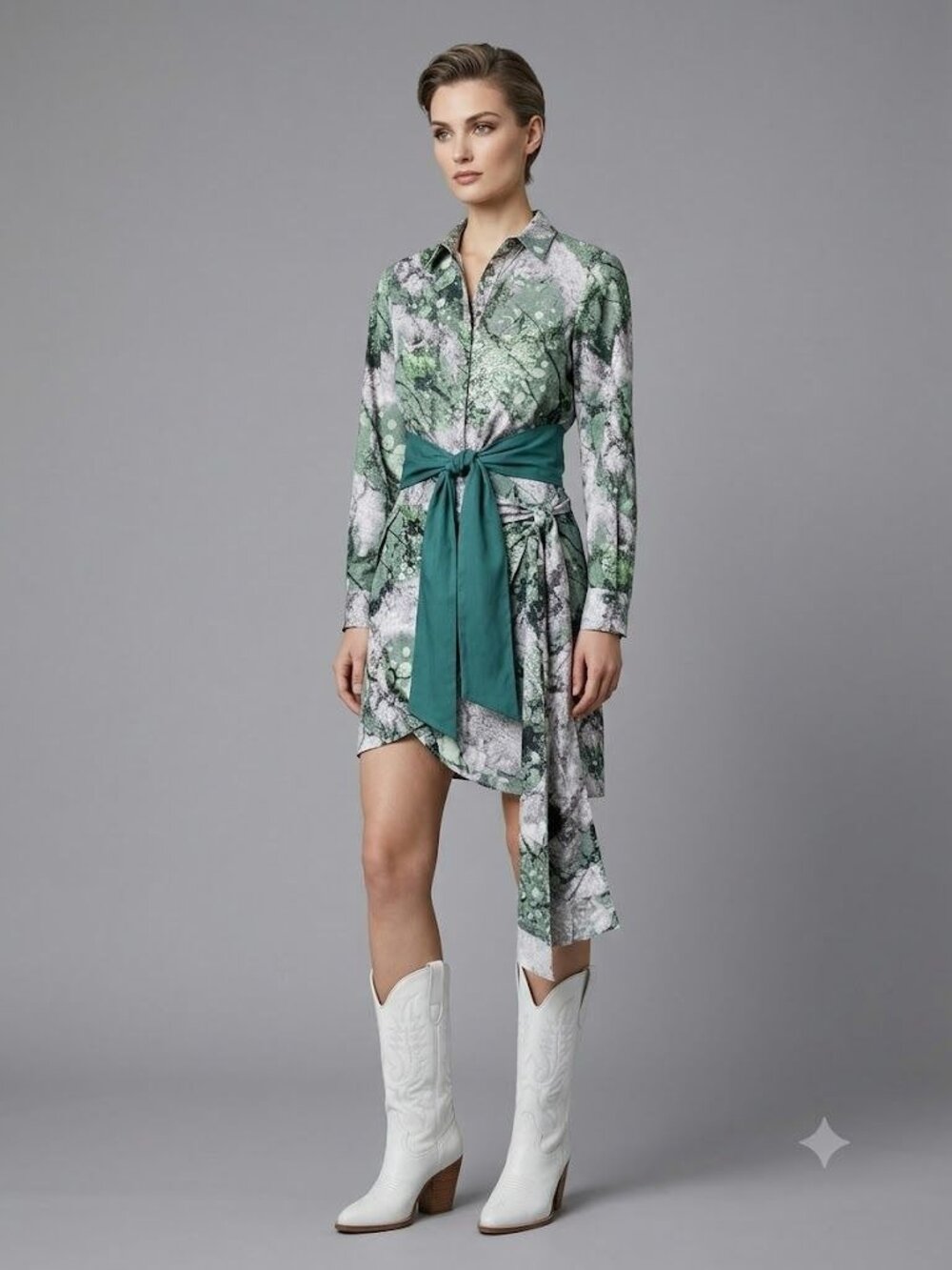 Marble.co Kaiya Manu Mercy Print Asymmetrical Shirt Dress & Skirt Set L